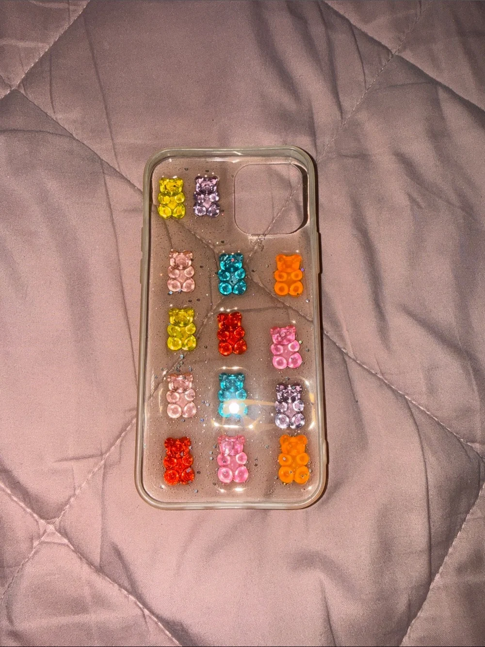 Clear Phone Case with Multicolor Gummy Bear Accents